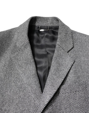 Dolce & Gabbana Gray Wool Single Breasted Trench Coat Jacket