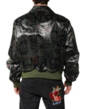 Dolce & Gabbana Green DG Logo Print Bomber Full Zip Jacket