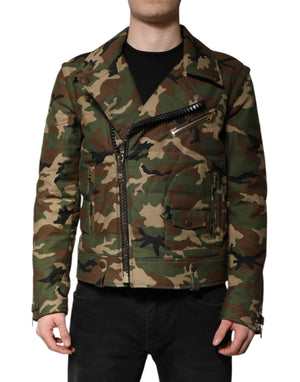 Dolce & Gabbana Multicolor Camouflage Nylon Biker Jacket
