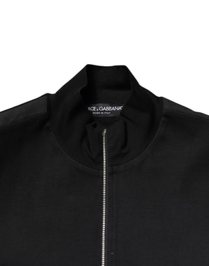 Dolce & Gabbana Black Cotton Logo Full Zip Men Bomber Jacket