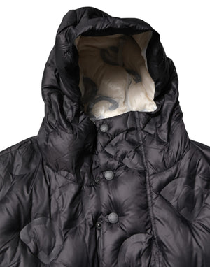 Dolce & Gabbana Black Hooded Parka Coat Winter Jacket