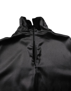 Dolce & Gabbana Black Silk Turtleneck Men Pullover Sweater