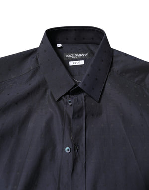 Dolce & Gabbana Black Cotton GOLD Men Dress Formal Shirt