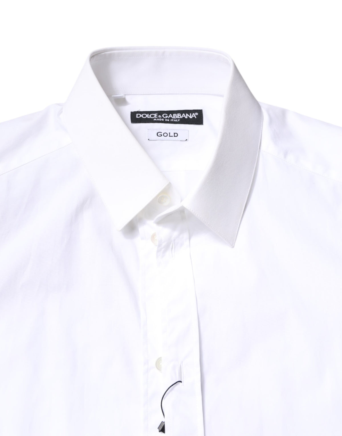 Dolce & Gabbana White Cotton GOLD Dress Formal Collared Shirt