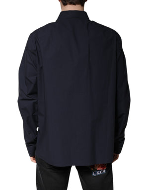 Dolce & Gabbana Dark Blue Cotton Long Sleeve Shirt