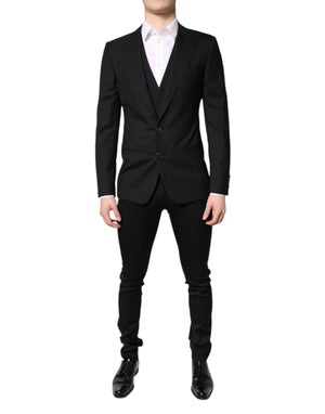 Dolce & Gabbana Black Single Breasted Formal Blazer with Vest