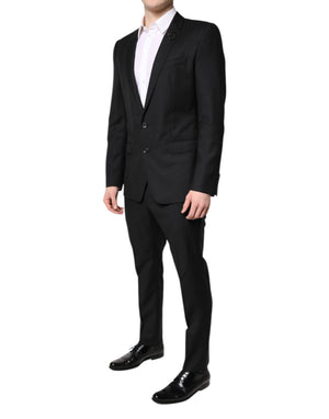 Dolce & Gabbana Black Wool Single Breasted 2 Piece Suit