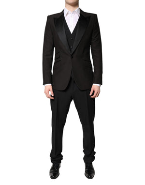 Dolce & Gabbana Black Single Breasted Formal 3 Piece Suit