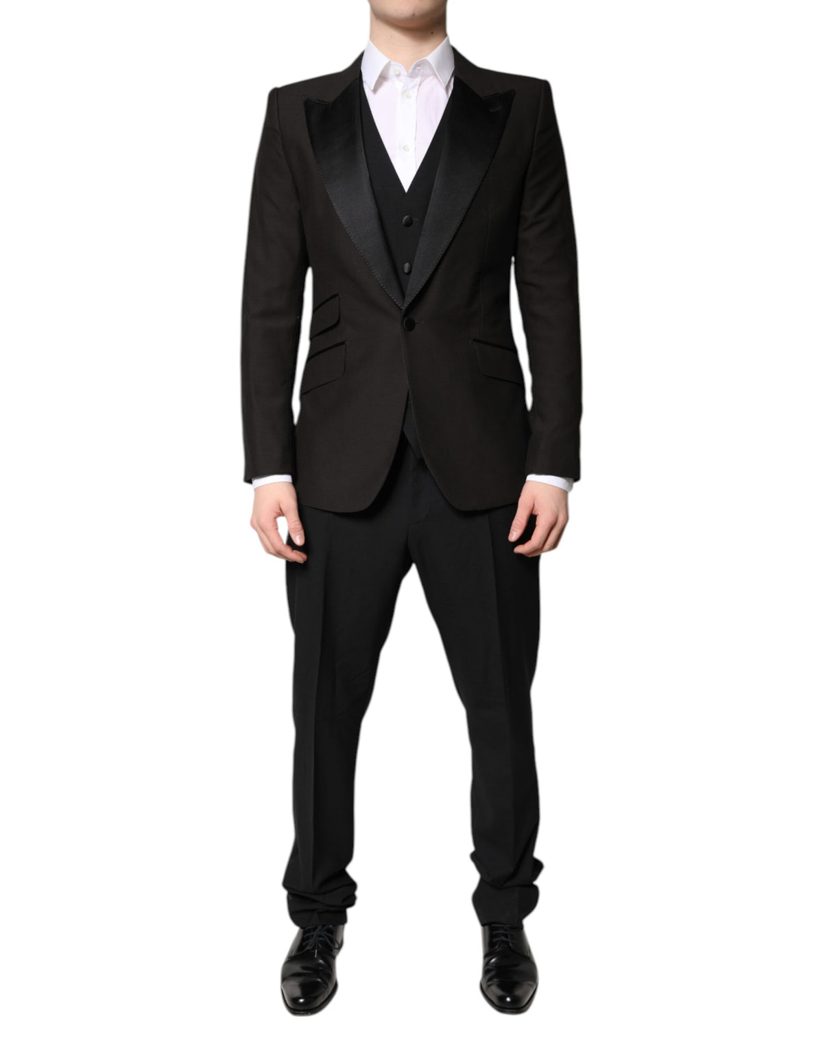 Dolce & Gabbana Black Single Breasted Formal 3 Piece Suit