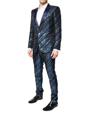 Dolce & Gabbana Multicolor Polyester Jacquard 2 Piece Suit