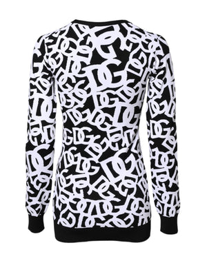 Dolce & Gabbana Black White Logo Print Women Pullover Sweater
