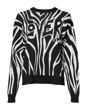 Dolce & Gabbana Black White Print Women Pullover Sweater