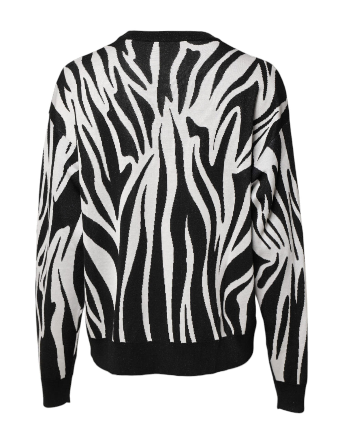 Dolce & Gabbana Black White Print Women Pullover Sweater