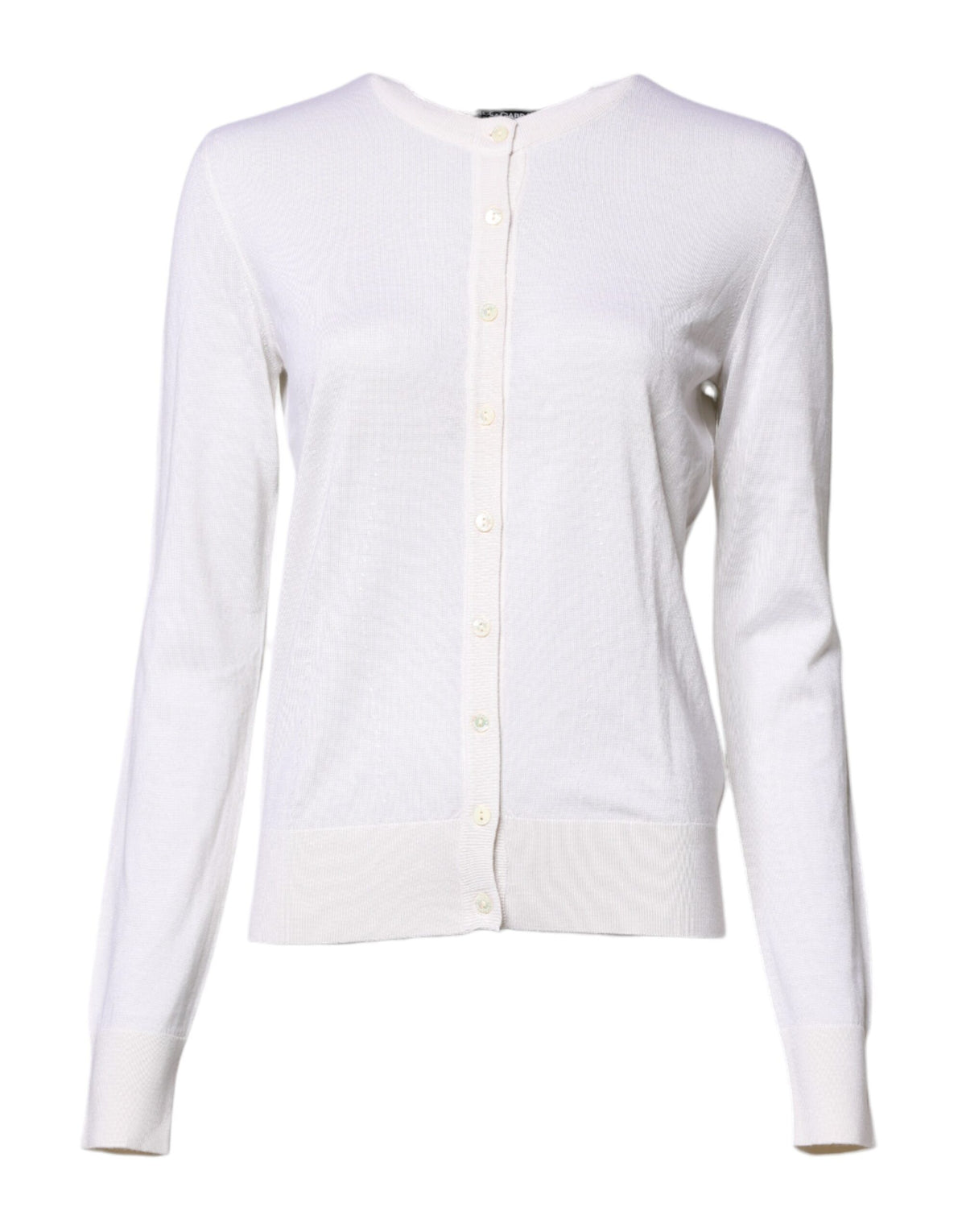 Dolce & Gabbana White Cashmere Crew Neck Top Cardigan Sweater