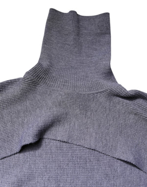 Dolce & Gabbana Gray Wool Knit Turtleneck Cropped Top Sweater
