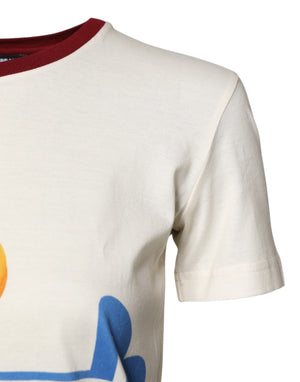 Dolce & Gabbana White Cotton Print Short Sleeves Top T-shirt