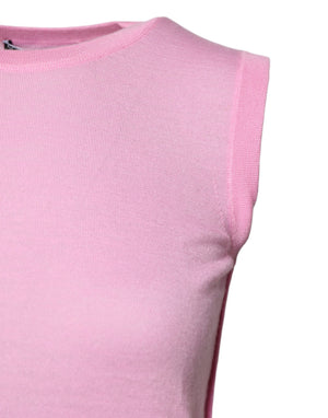 Dolce & Gabbana Pink Cashmere Round Neck Sleeveless Tank Top