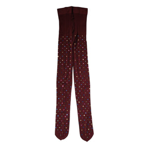 Dolce & Gabbana Maroon Nylon Crystal Embellished Pantyhose Tights