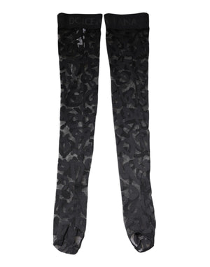 Dolce & Gabbana Black Floral Lace Cotton Stretch Stockings Socks