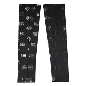 Dolce & Gabbana Black DG Logo Monogram Wool Stretch Arm Sleeves