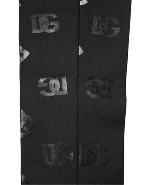 Dolce & Gabbana Black DG Logo Monogram Wool Stretch Arm Sleeves