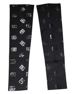 Dolce & Gabbana Black DG Logo Monogram Wool Stretch Arm Sleeves