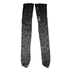 Dolce & Gabbana Black Floral Lace Cotton Stretch Stockings Socks