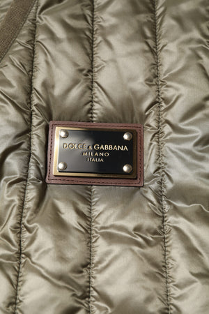 Dolce & Gabbana Brown Logo Plaque Quilted Vest Jacket