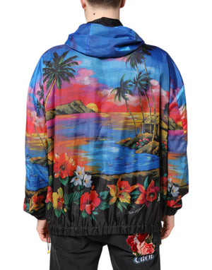 Dolce & Gabbana Multicolor Print Hooded Windbreaker Jacket