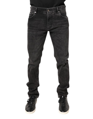 Dolce & Gabbana Gray Washed Cotton Skinny Denim Jeans