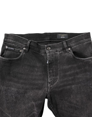 Dolce & Gabbana Gray Washed Cotton Skinny Denim Jeans