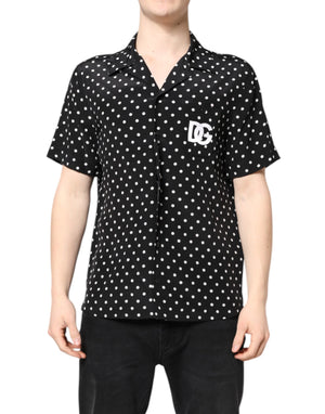 Dolce & Gabbana Black Polka Dot Short Sleeves Casual Shirt