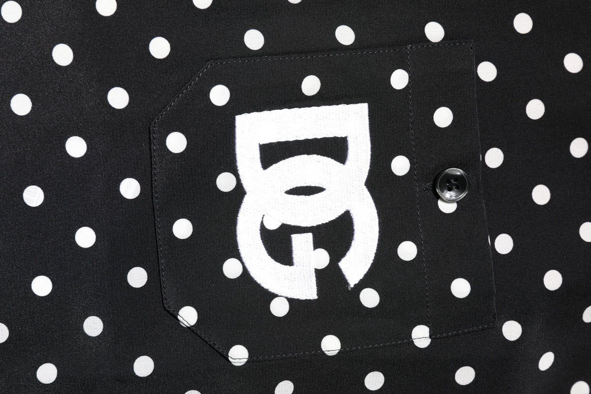 Dolce & Gabbana Black Polka Dot Short Sleeves Casual Shirt