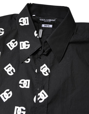Dolce & Gabbana Black DG Logo Cotton MARTINI Dress Shirt