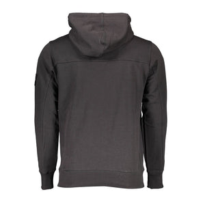 Calvin Klein Black Cotton Men Sweater with Central Pocket and Hood