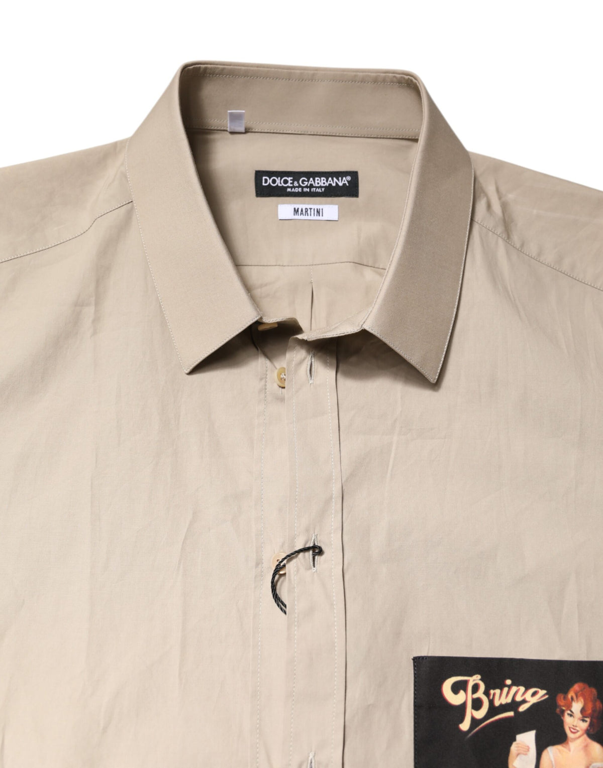 Dolce & Gabbana Beige Pin Up Print MARTINI Men Casual Shirt