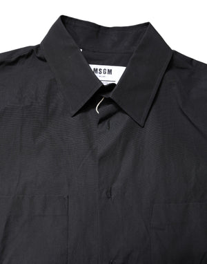 MSGM Black Printed Short Sleeves Collared Men Casual Shirt