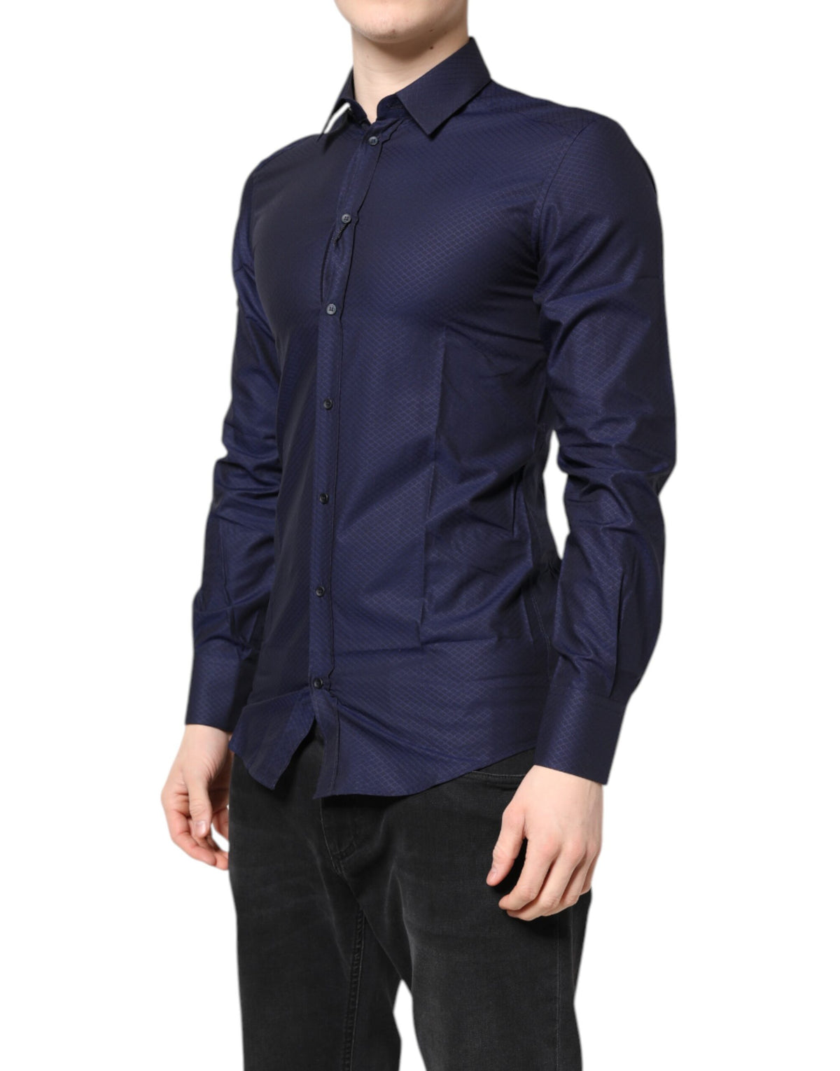 Dolce & Gabbana Blue GOLD Cotton Long Sleeves Men Dress Shirt