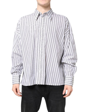 Dolce & Gabbana White Black Stripe Button Down Casual Shirt