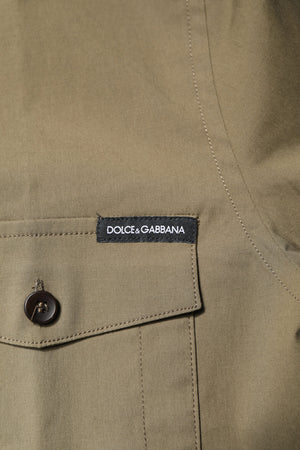 Dolce & Gabbana Brown Cotton Stretch Casual Long Sleeves Shirt
