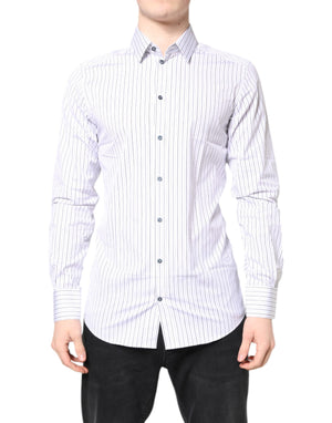 Dolce & Gabbana White Stripes GOLD Cotton Formal Shirt