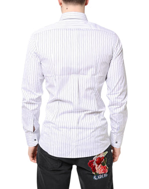 Dolce & Gabbana White Stripes GOLD Cotton Formal Shirt