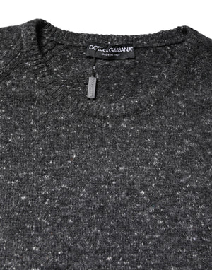 Dolce & Gabbana Gray Wool Knitted Round Neck Pullover Sweater