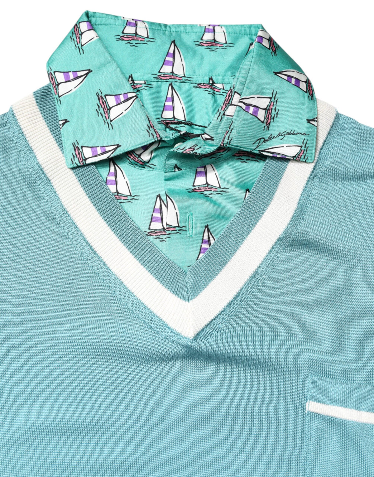 Dolce & Gabbana Green Printed Collared Short Sleeve T-shirt