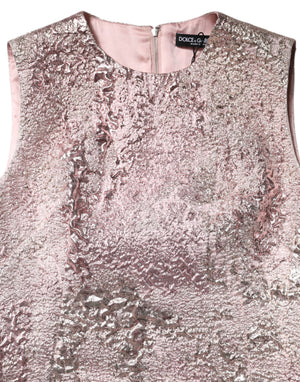 Dolce & Gabbana Pink Jacquard Sleeveless Sheath Mini Dress