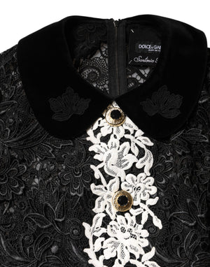 Dolce & Gabbana Black Floral Lace Embellished Mini Dress