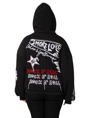 Dolce & Gabbana Black Embroidered Full Zip Hooded Jacket