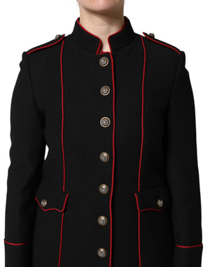 Dolce & Gabbana Black Wool Single Breasted Trench Coat Jacket