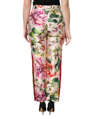 Dolce & Gabbana Multicolor Floral High Waist Straight Pants