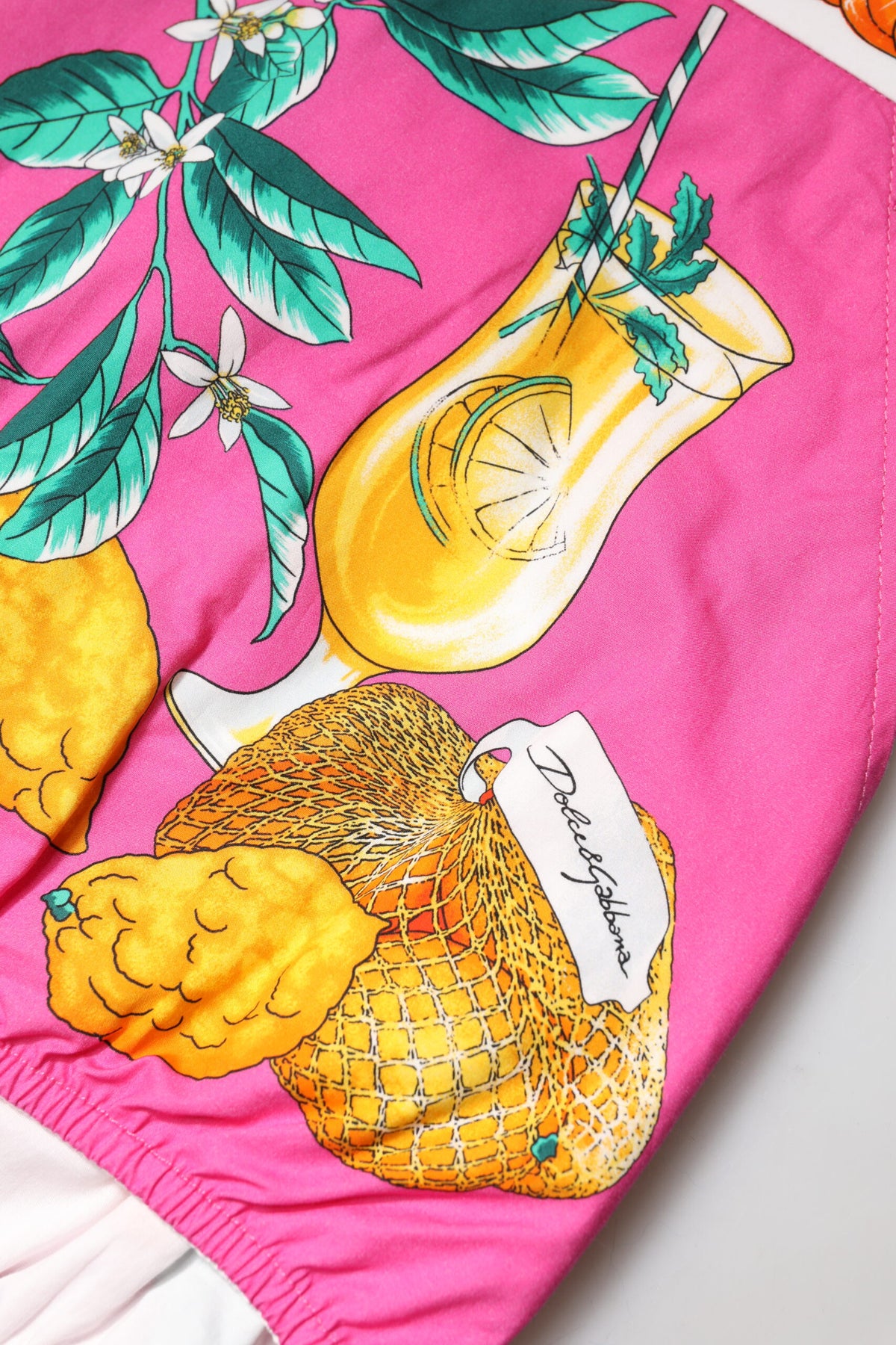 Dolce & Gabbana Pink Printed High Waist Hot Pants Shorts